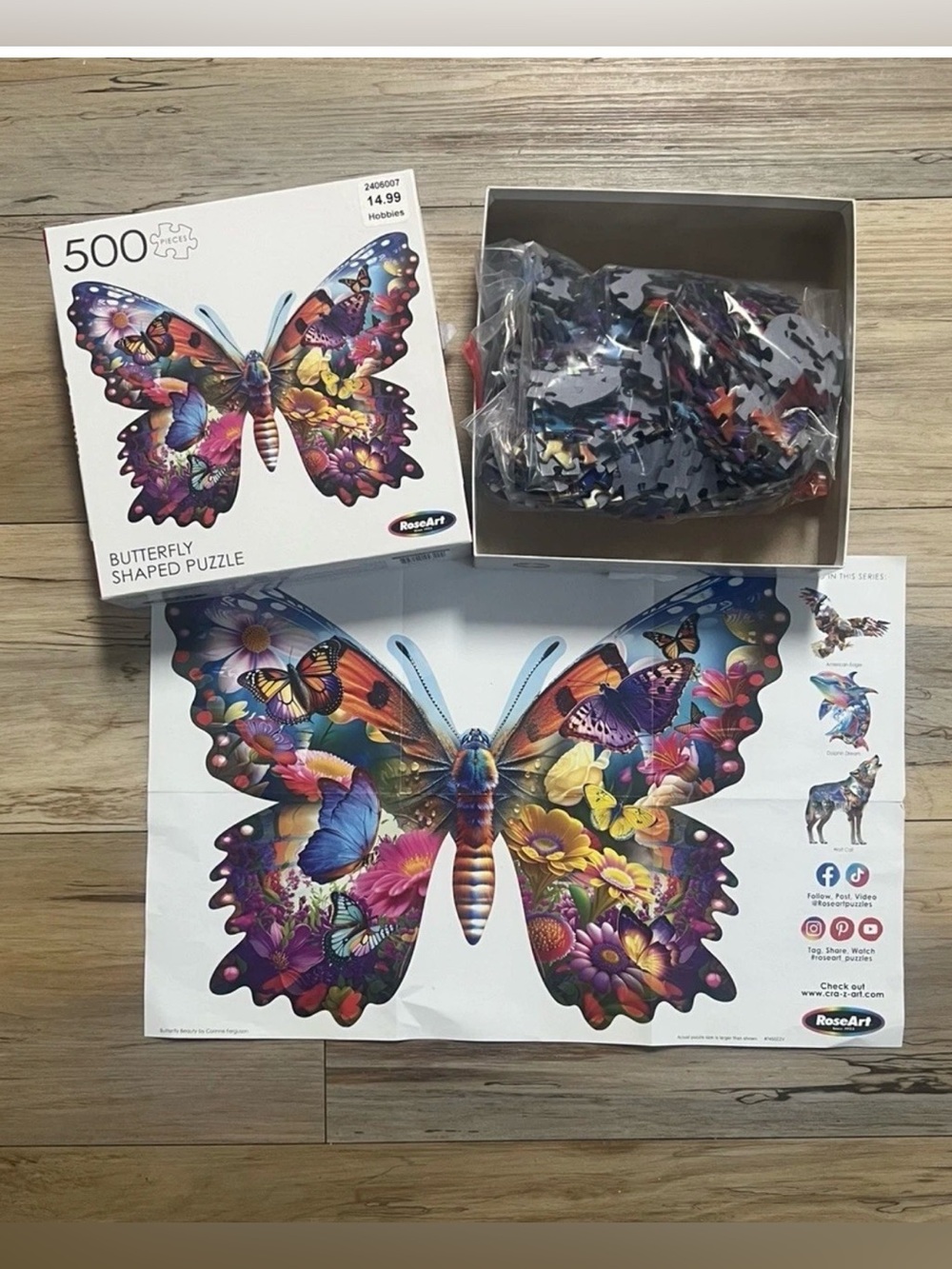 "Butterfly Beauty" by Corinne Ferguson 500 Piece RoseArt Puzzle - COMPLETE